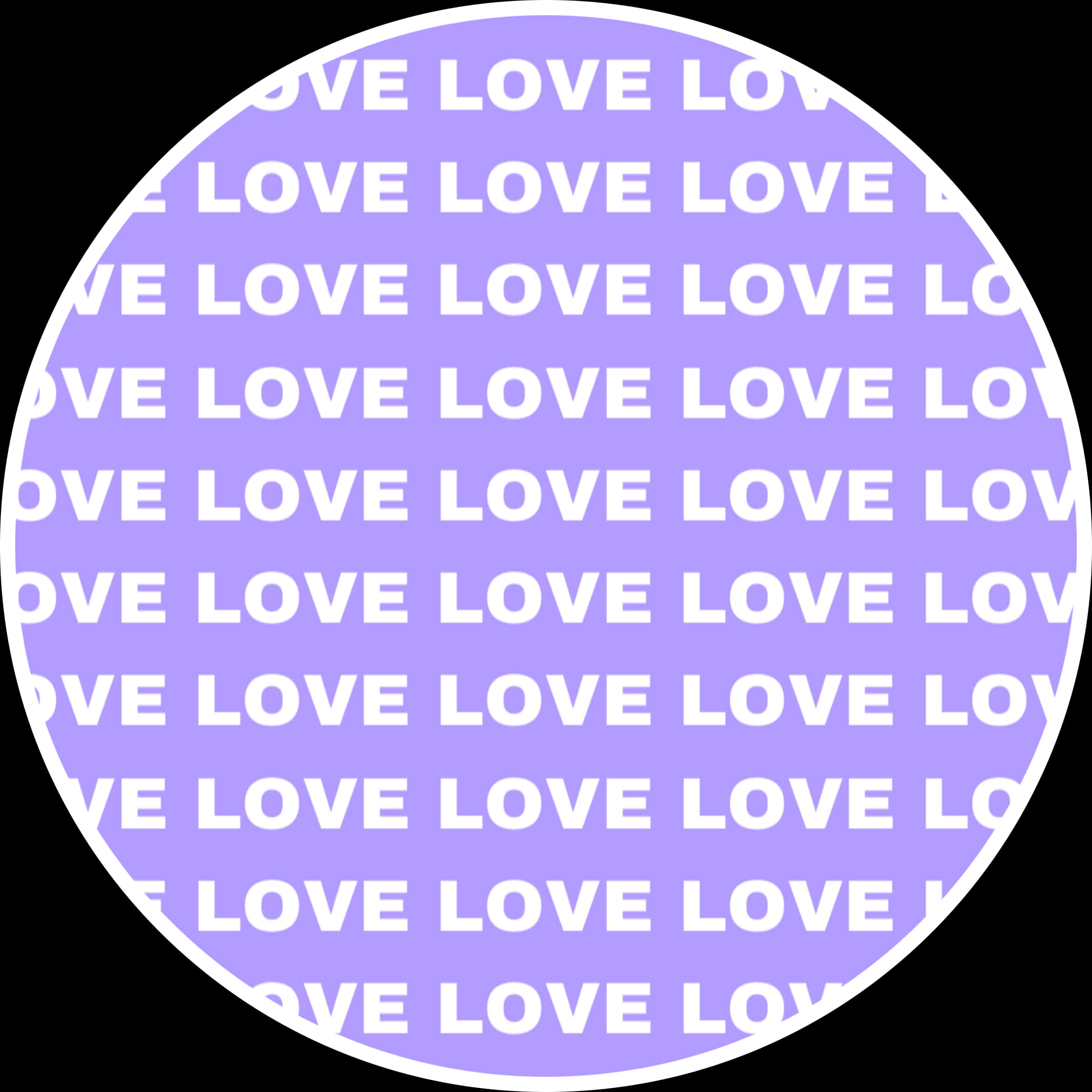 Purple Love Text Circle Pattern