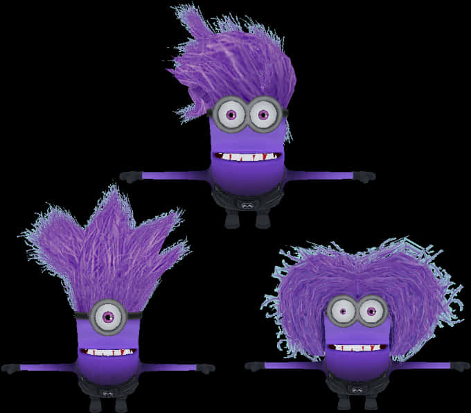 Purple Minion Trio Funny Poses