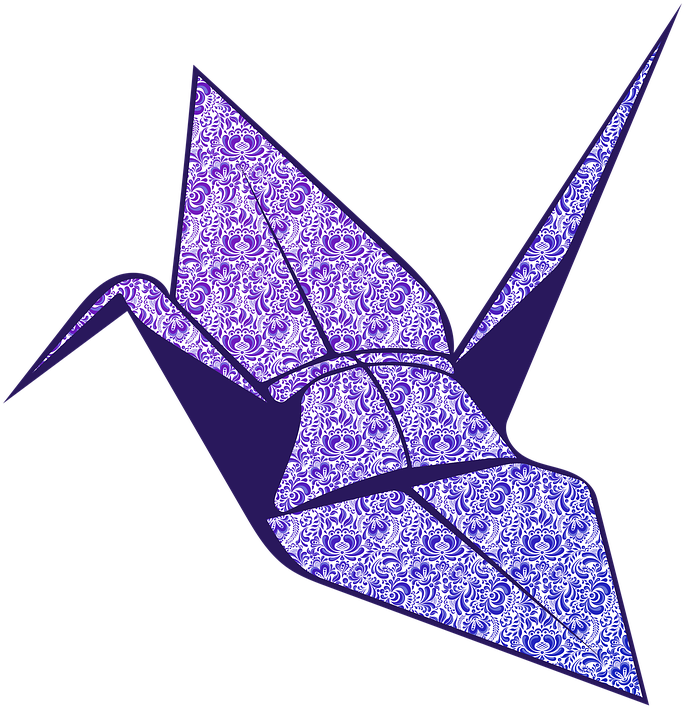 Purple Patterned Origami Crane