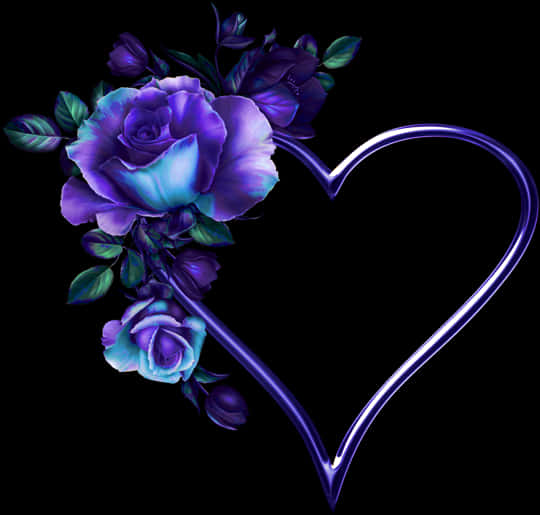 Purple Rose Heart Tattoo Design