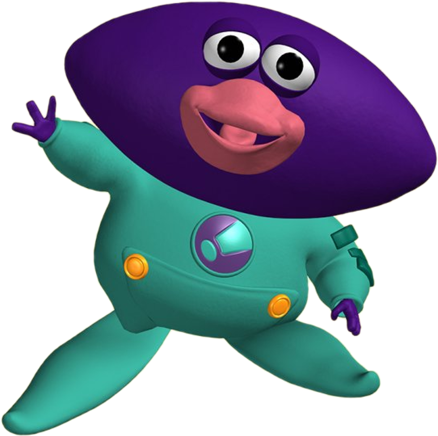 Purple Spaced Alien Cartoon Character