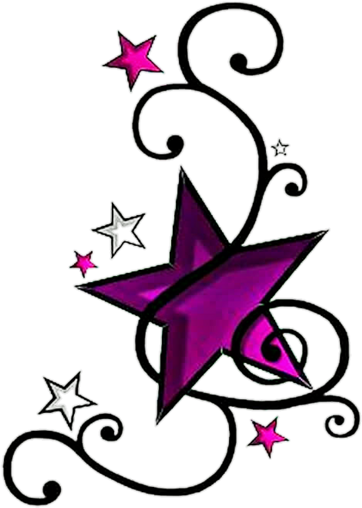 Purple Star Tattoo Design