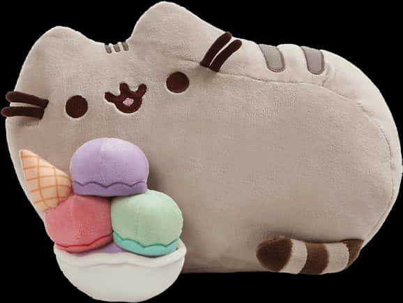 Pusheen Cat With Ice Cream Plush