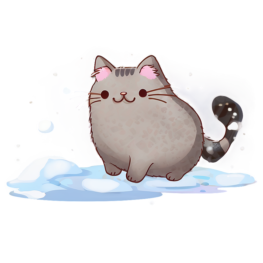 Pusheen Playing In Snow Png 06112024