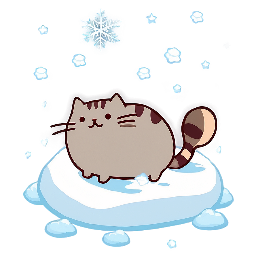 Pusheen Playing In Snow Png Nlr