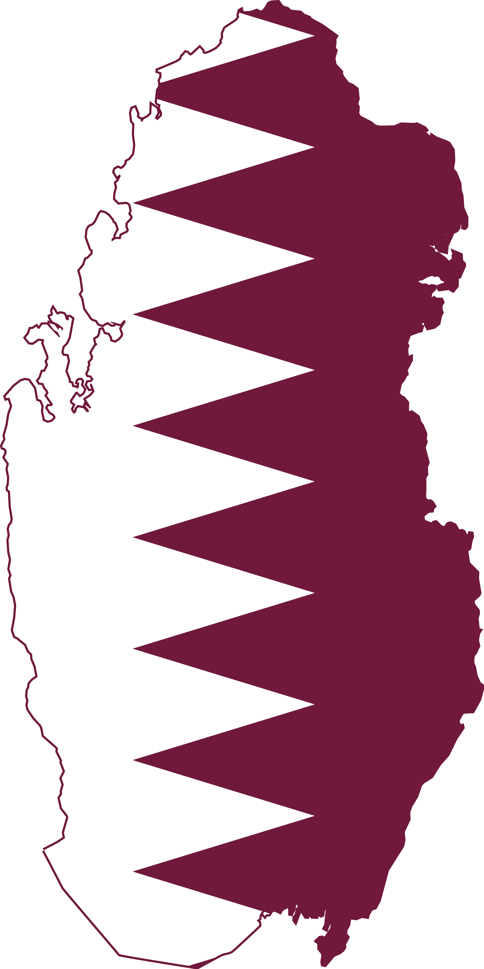 Qatar Map Outline Maroon White