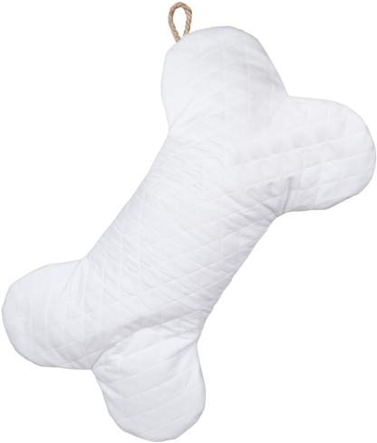 Quilted White Dog Bone Pillow