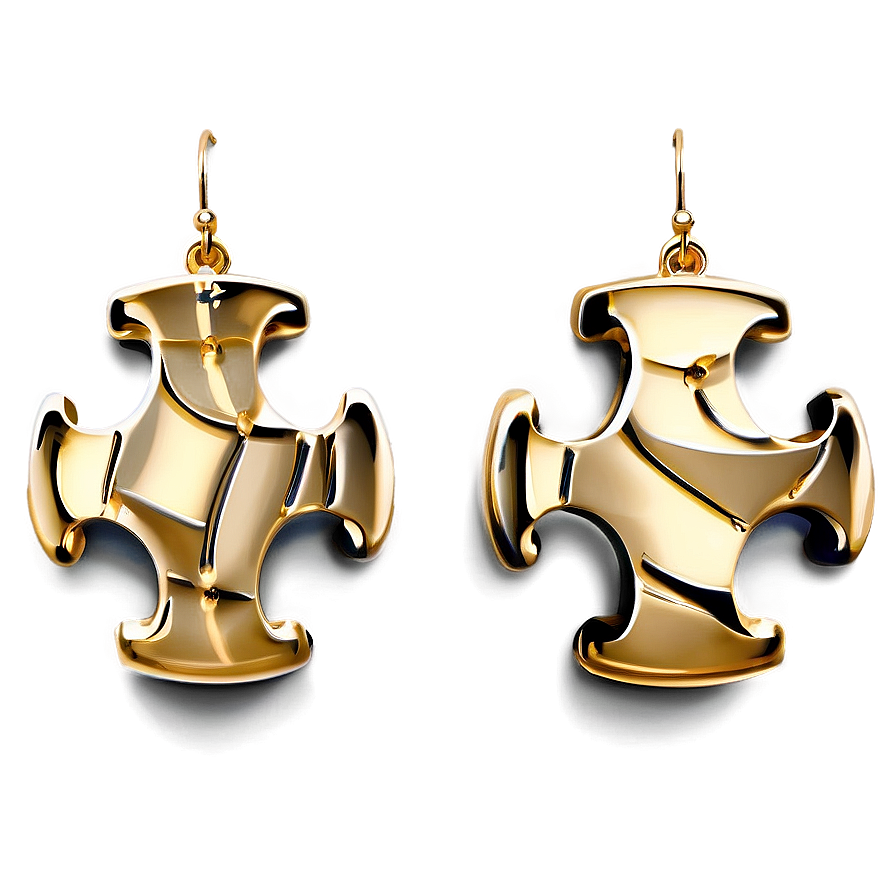 Quirky Gold Puzzle Earrings Png 06262024