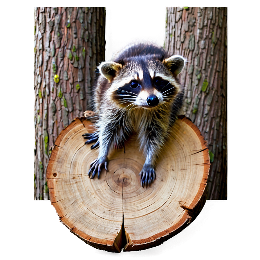 Raccoon In Hollow Log Png Xau52