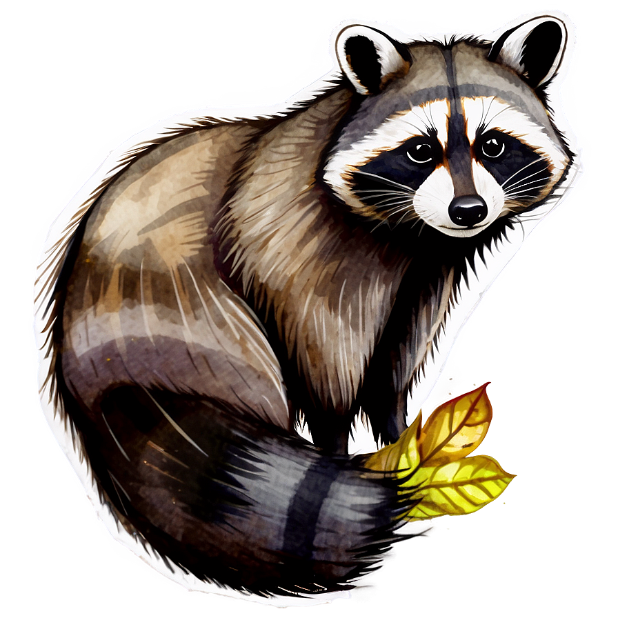 Raccoon In Watercolor Png Sac