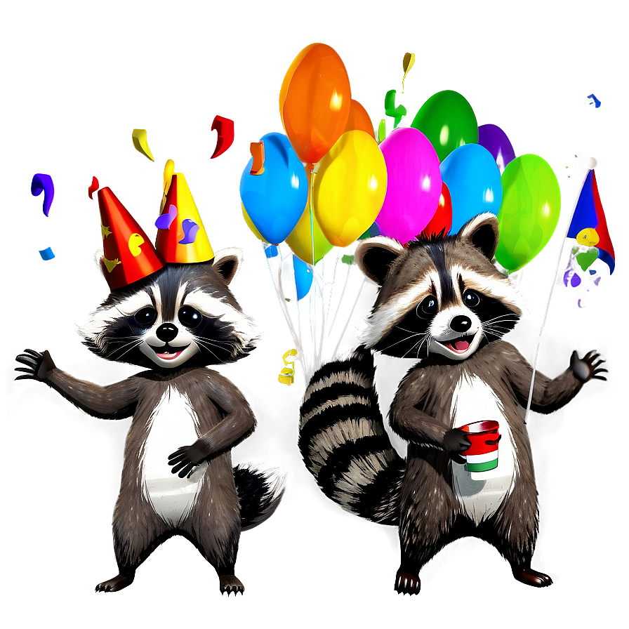 Raccoon Party Png Ngd