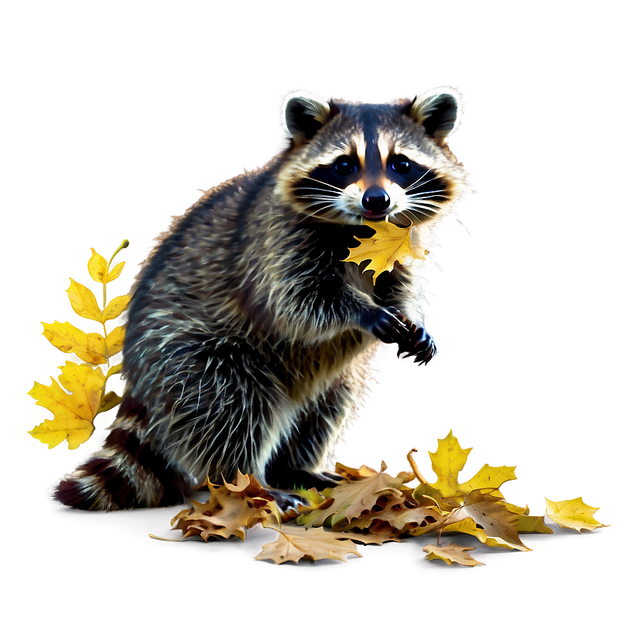 Raccoon Playing With Leaves Png Tkt40