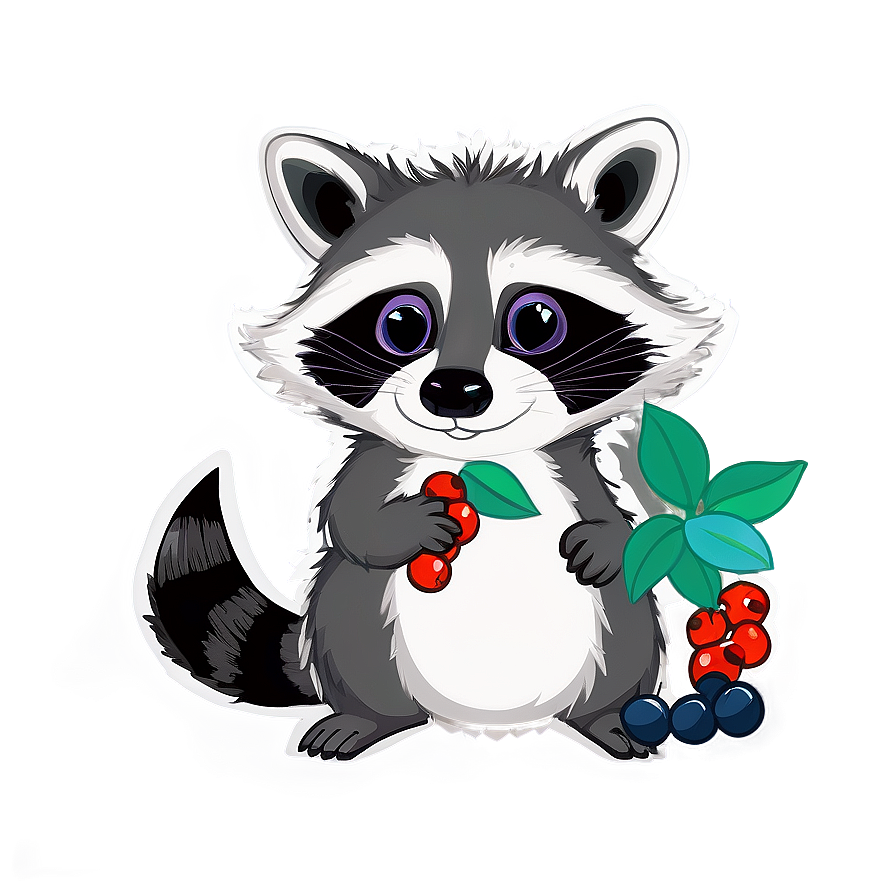 Raccoon With Berries Png Bbp