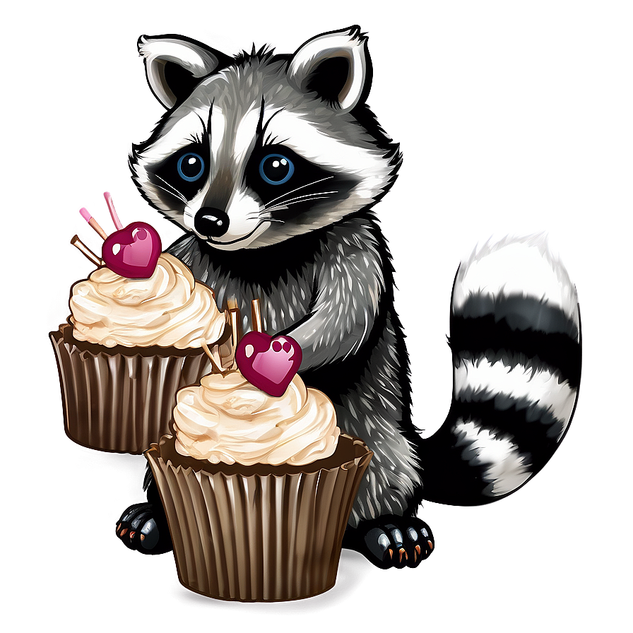 Raccoon With Cupcake Png 05232024