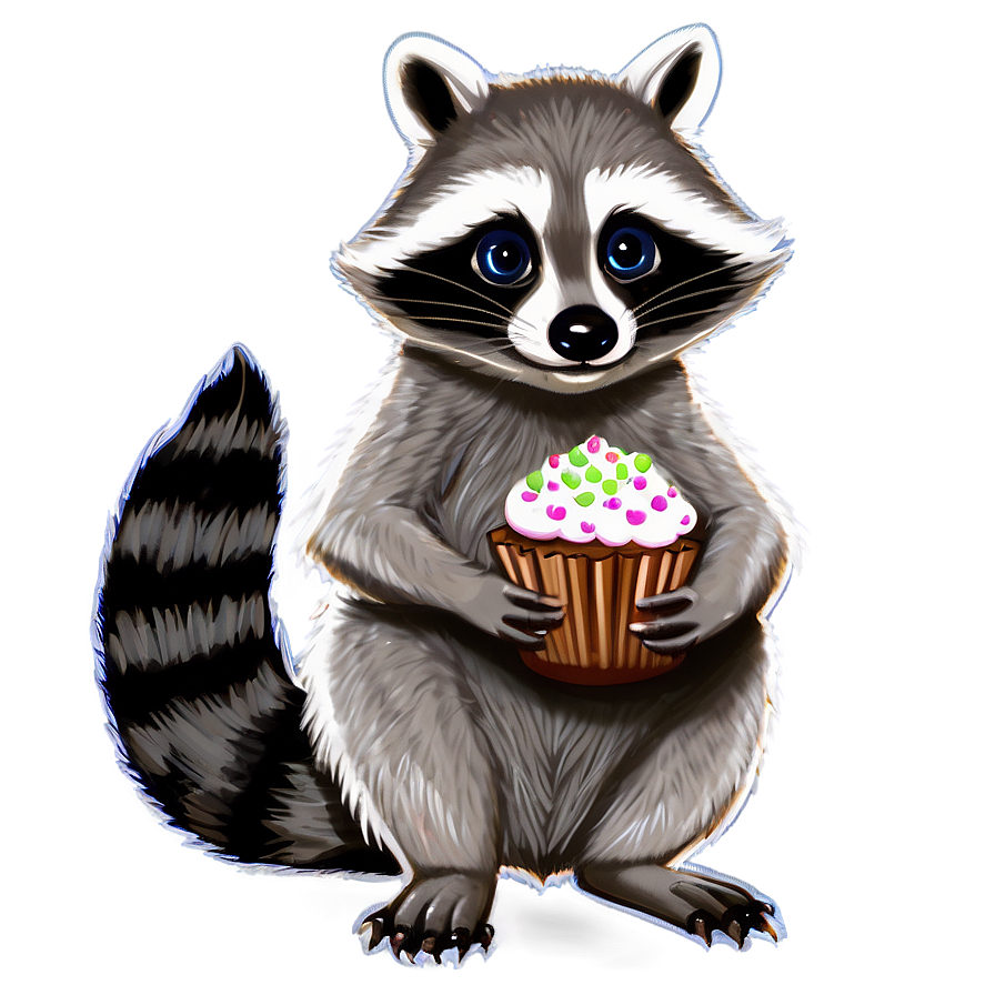 Raccoon With Cupcake Png 05232024