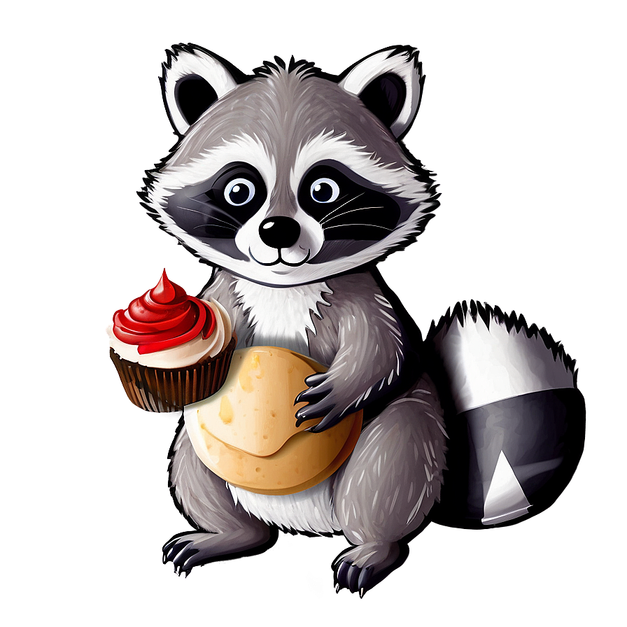 Raccoon With Cupcake Png 05242024