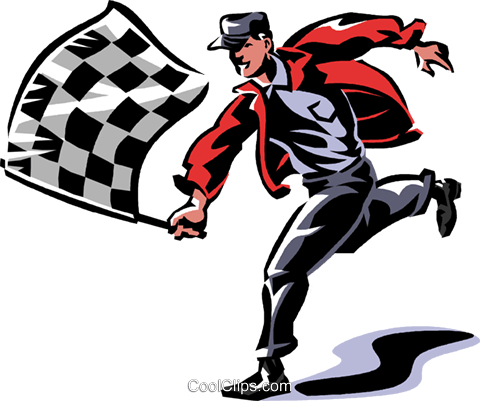 Racing Flag Waver Cartoon