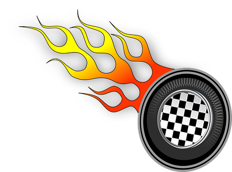 Racing Flamesand Checkered Wheel