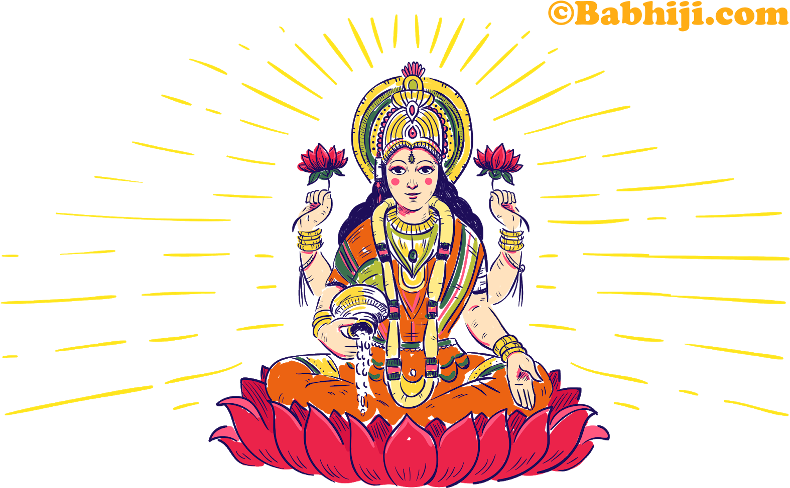 Radiant Hindu Goddess Lotus Vector