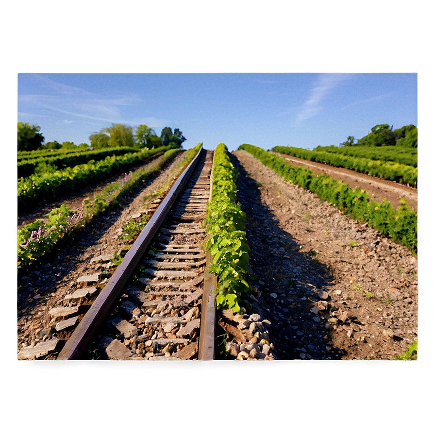 Railroad Tracks Through Vineyard Png 80