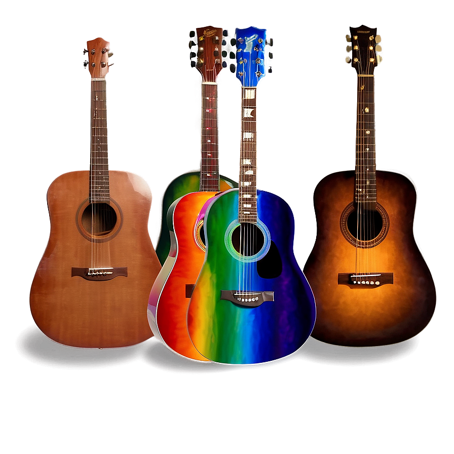 Rainbow Color Acoustic Guitar Png 56