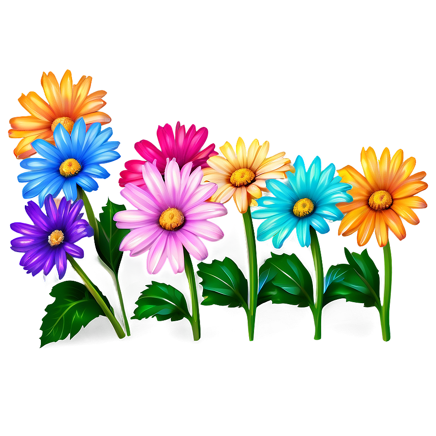 Rainbow Colored Daisies Png 12