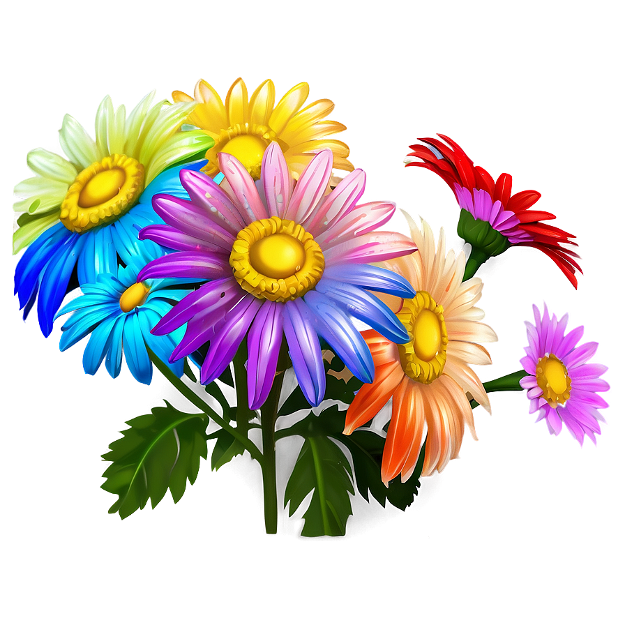 Rainbow Colored Daisies Png Ddj23