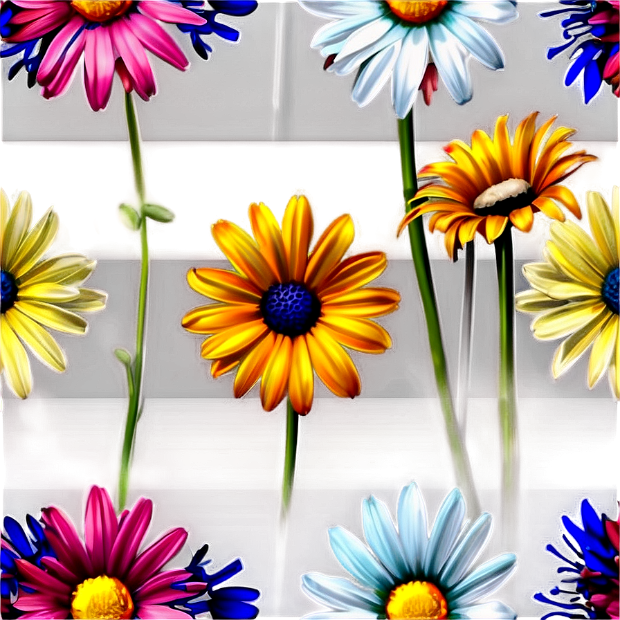 Rainbow Colored Daisies Png Nnl22