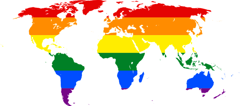 Rainbow Colored World Map