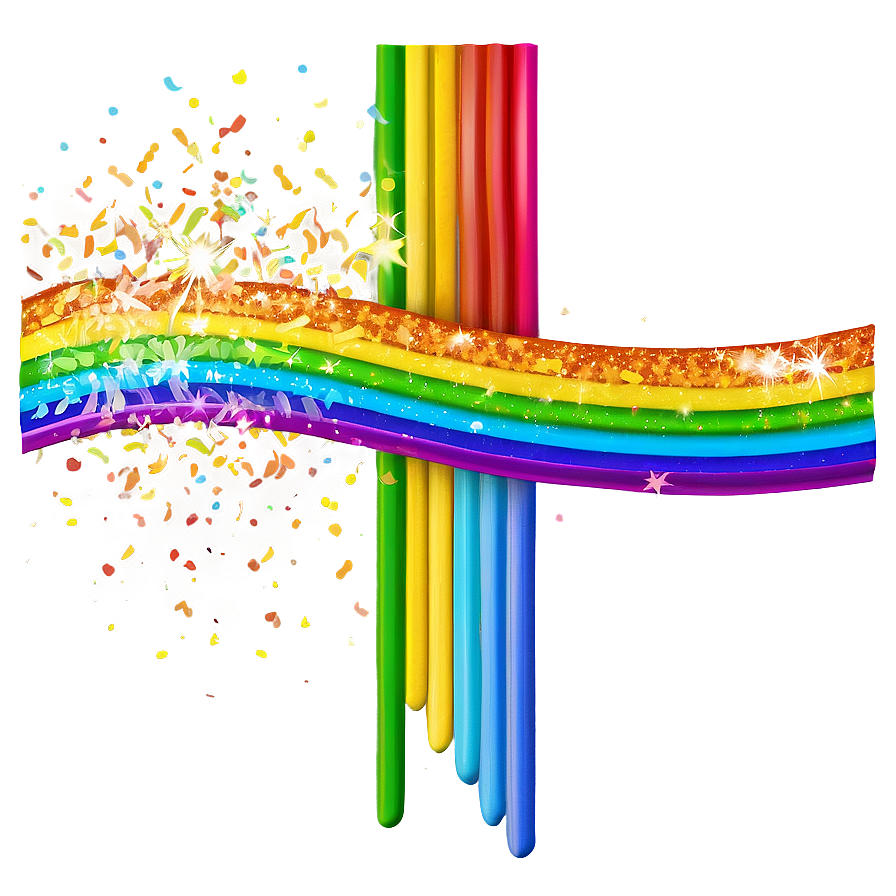 Rainbow Glitter Line Design Png 17