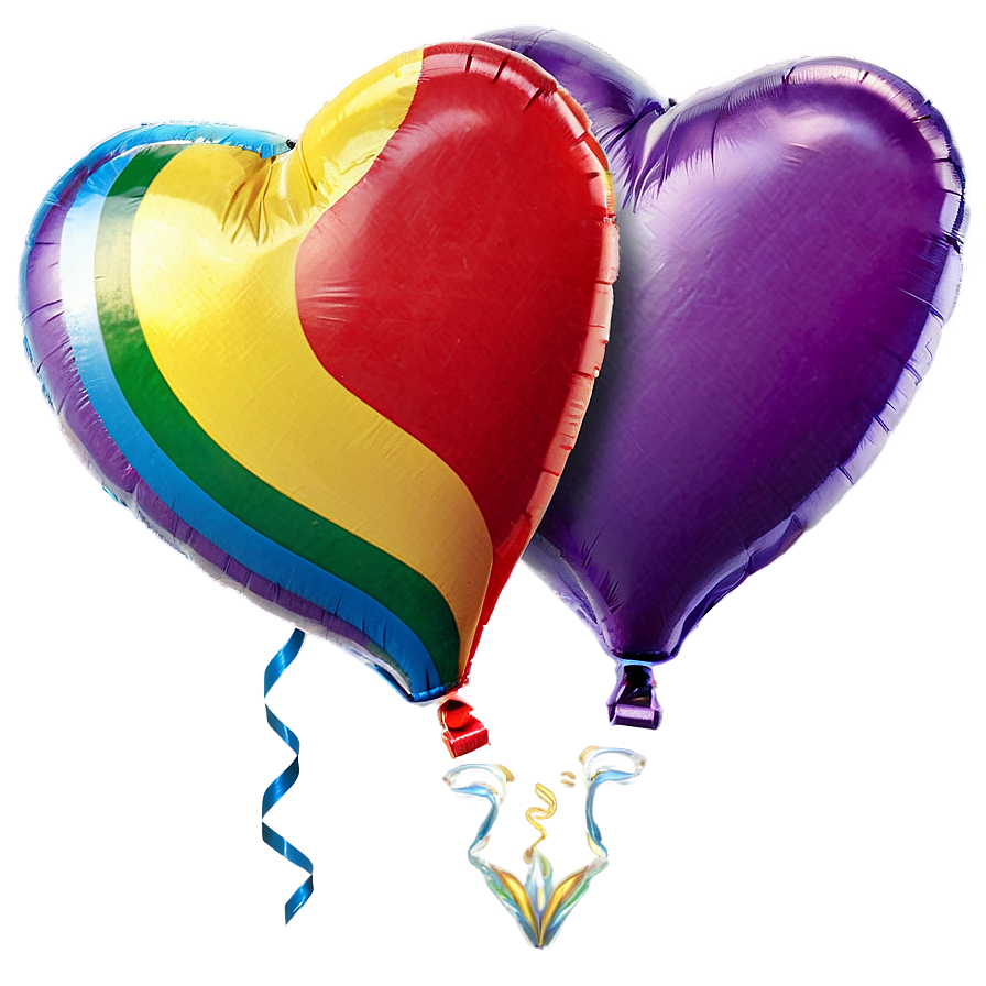 Rainbow Heart Balloon Png 06212024