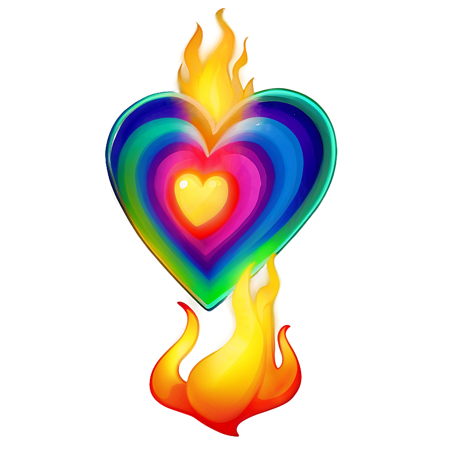 Rainbow Heart On Fire Png Ifn40