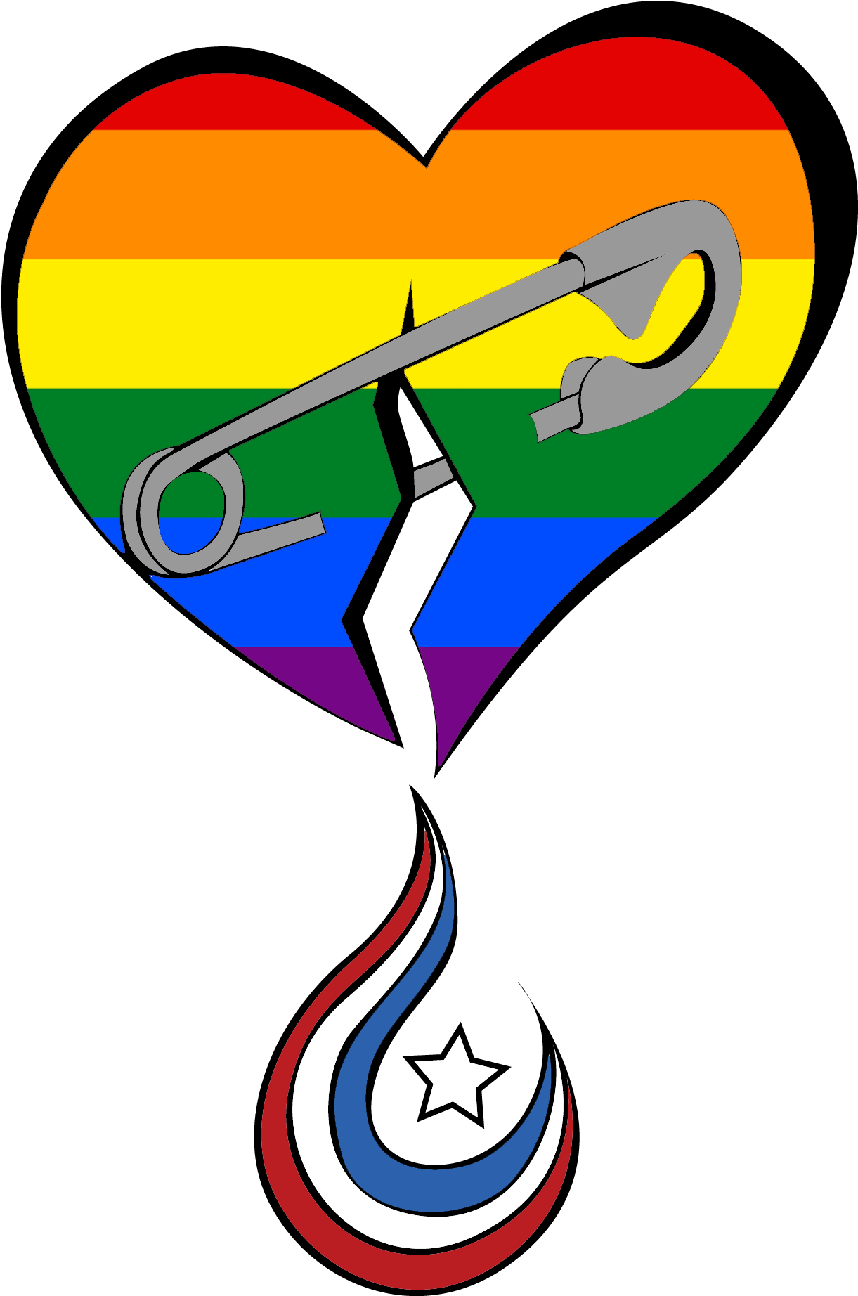 Rainbow Heart Safety Pin