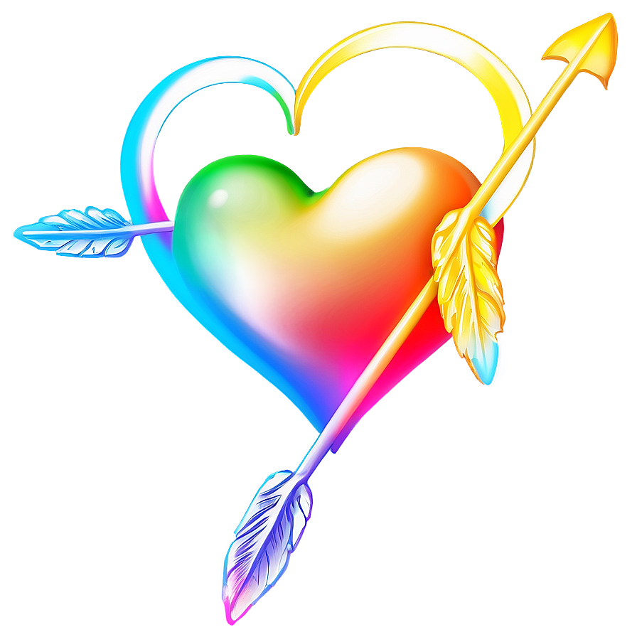 Rainbow Heart With Arrow Png Aot82