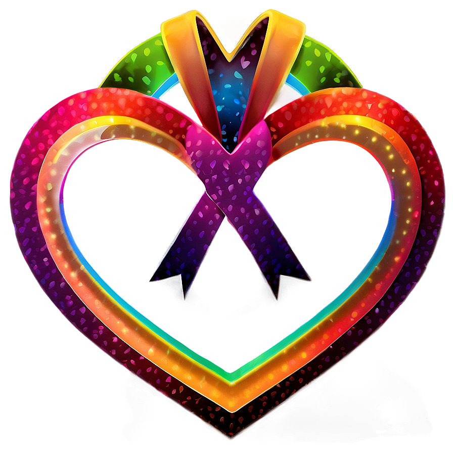 Rainbow Heart With Ribbon Png Qfx