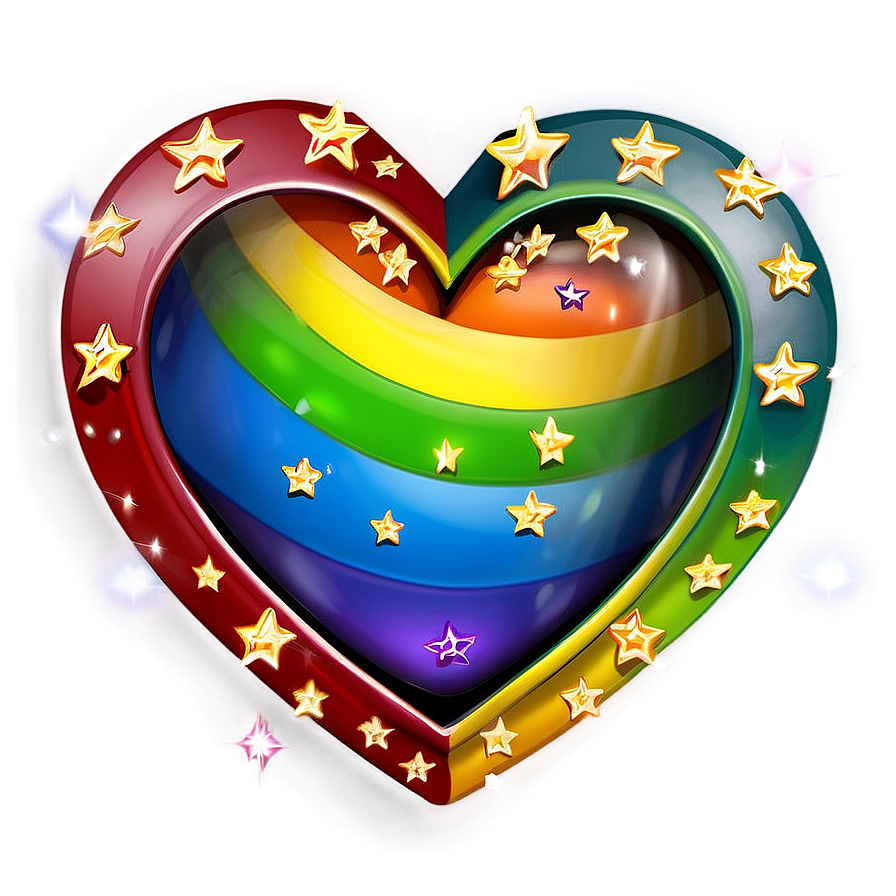 Rainbow Heart With Stars Png Pwm