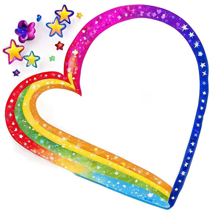 Rainbow Heart With Stars Png Yxf