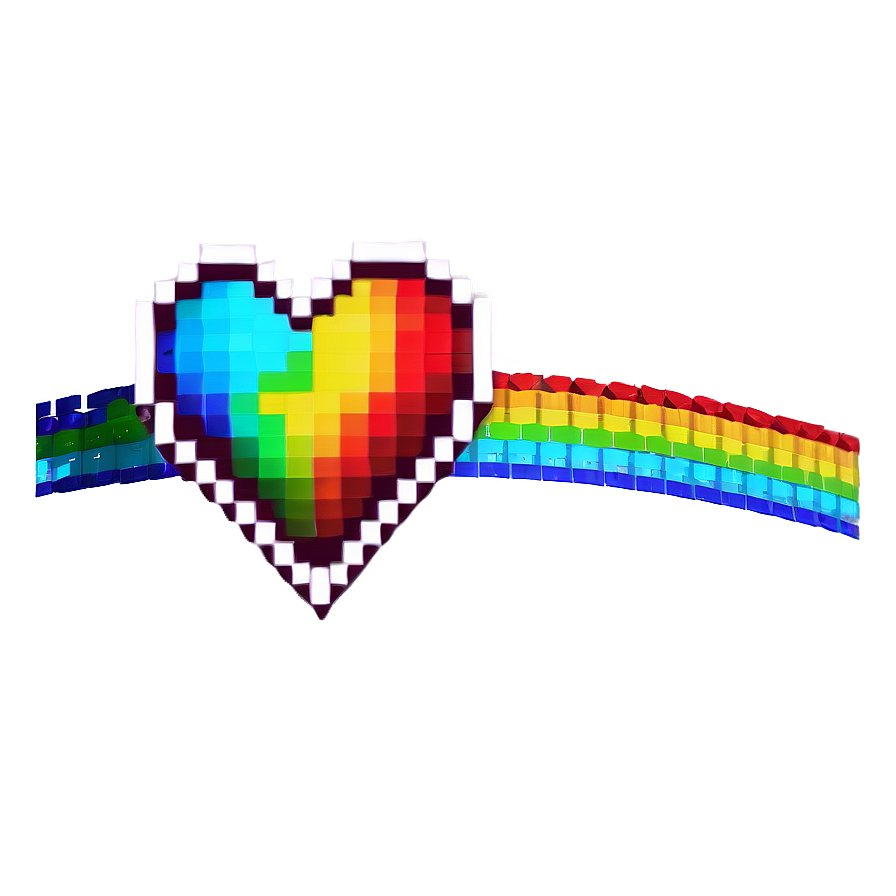 Rainbow Pixel Heart Png 05252024