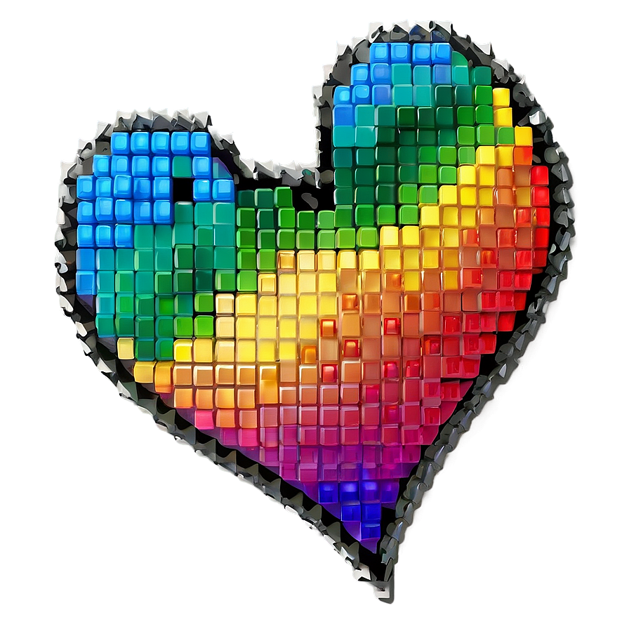 Rainbow Pixel Heart Png Cod91