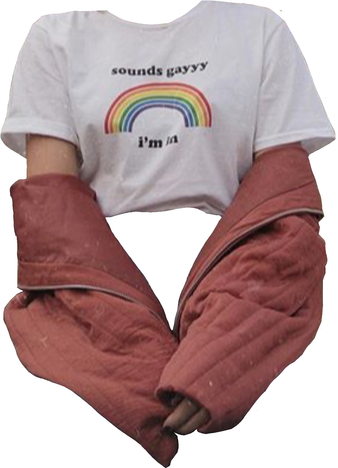 Rainbow Slogan Shirtand Red Gloves