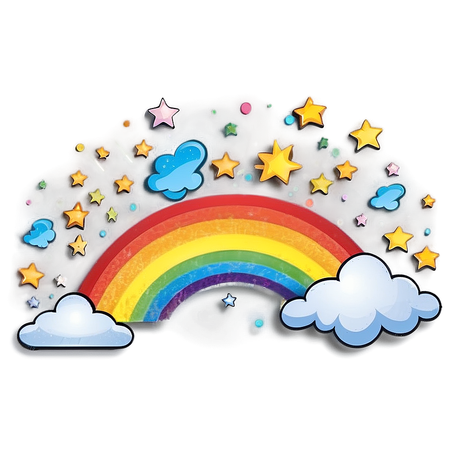 Rainbow With Clouds And Stars Png 06282024