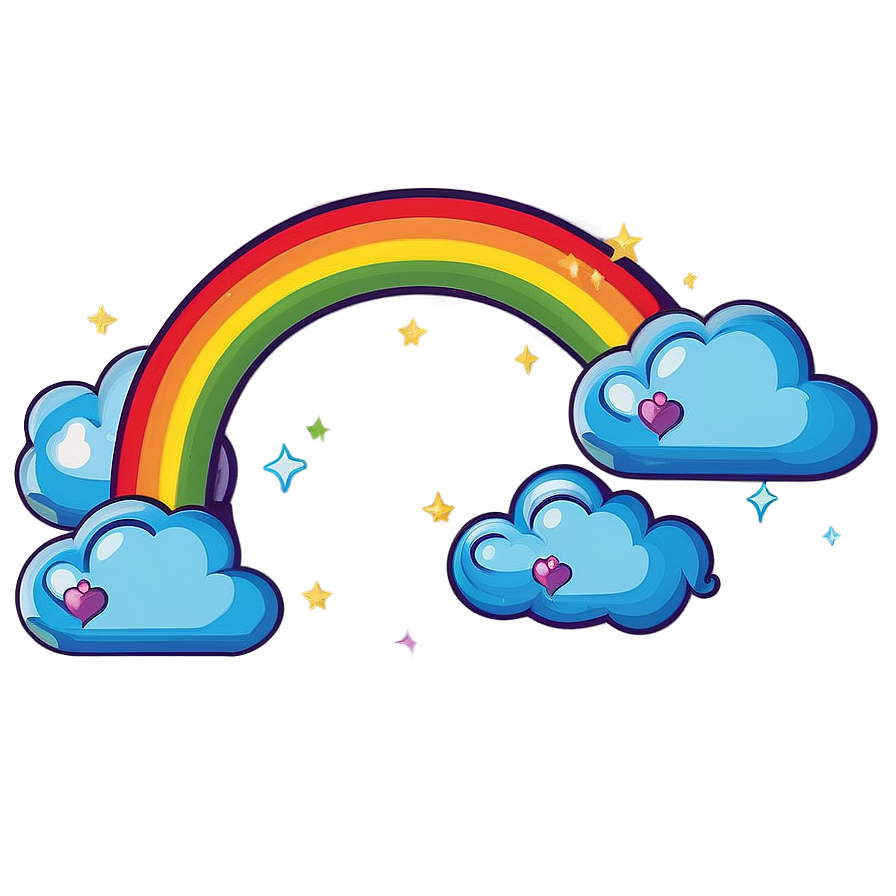 Rainbow With Clouds Cute Style Png 06282024