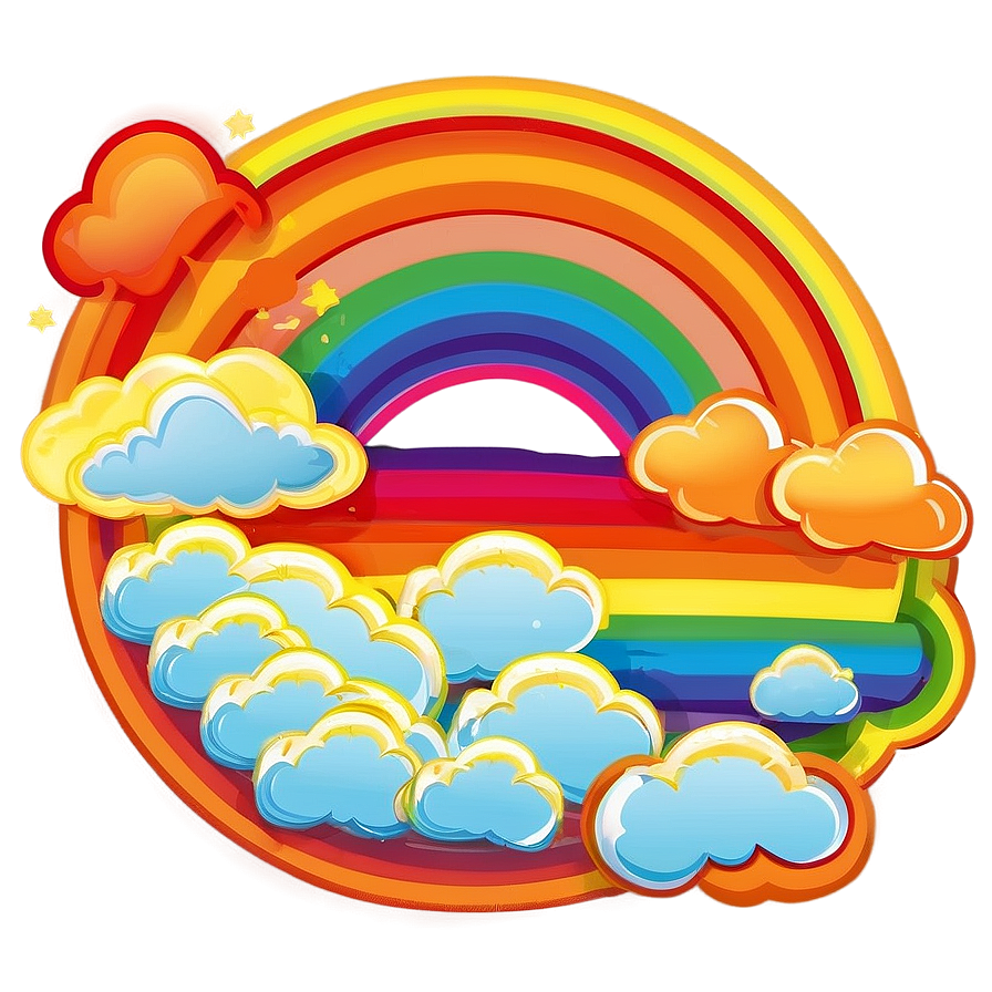 Rainbow With Clouds Design Png Krn20