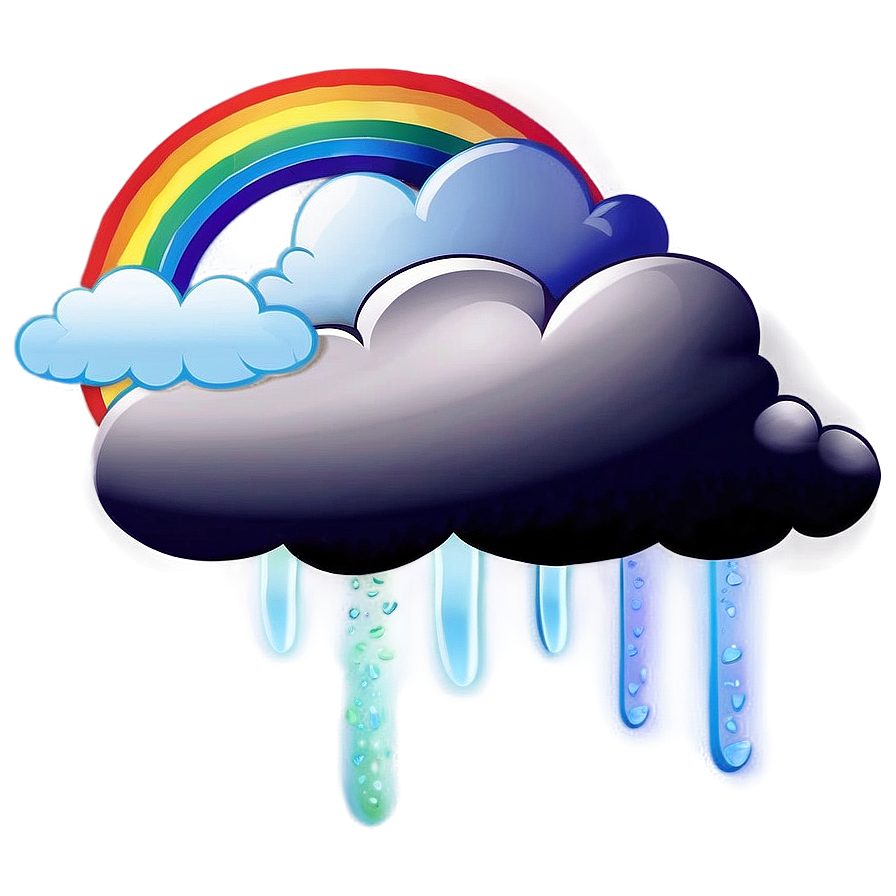 Rainbow With Clouds Scene Png Mko