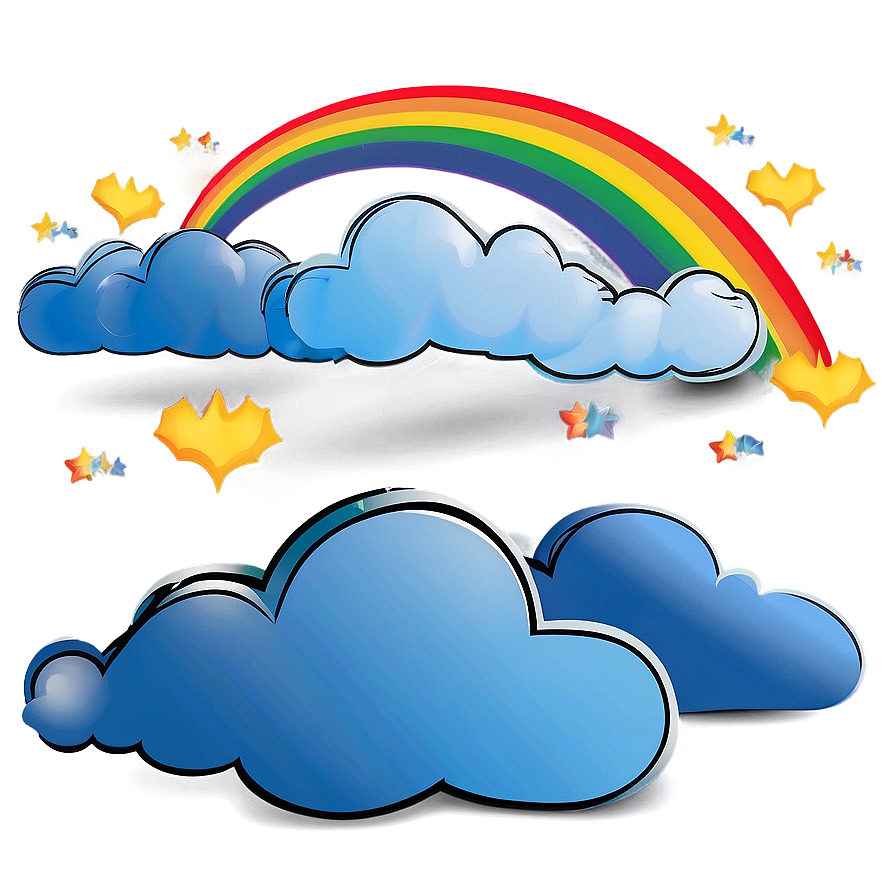 Rainbow With Clouds Vector Art Png 06282024