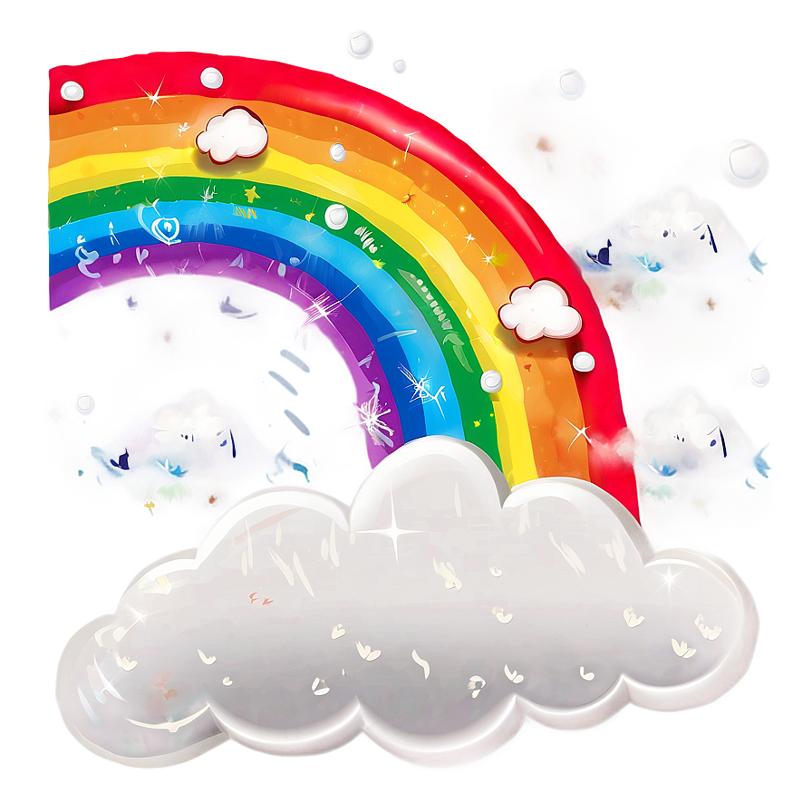 Rainbow With Cumulus Clouds Png Vhw62