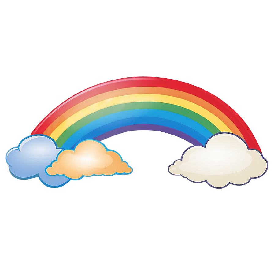 Rainbow With Puffy Clouds Png Ifd