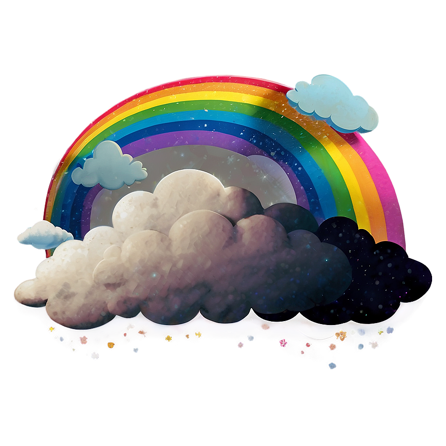 Rainbow With White Clouds Png Rdq