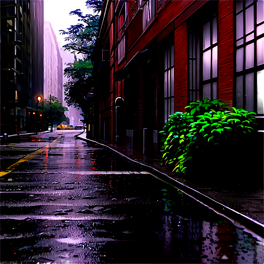 Rainy City Street Png Poe73