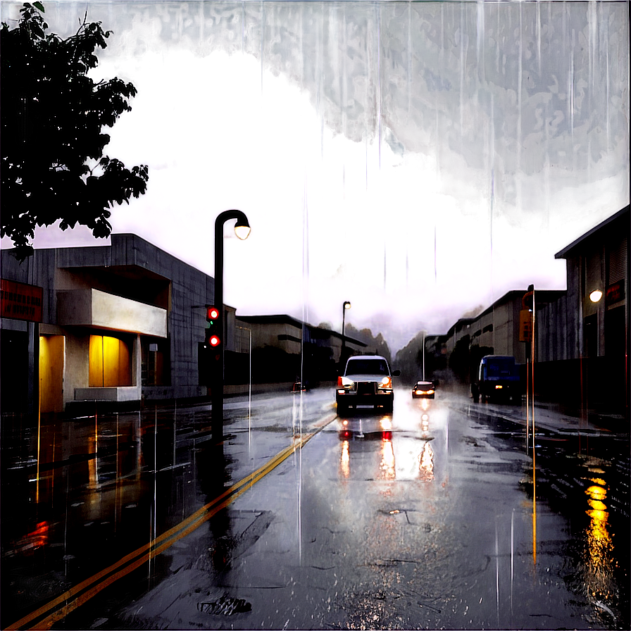 Rainy City Street Png Tvt